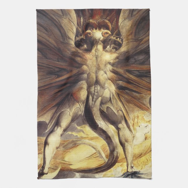 William Blake Red Dragon Kitchen Towel (Vertical)