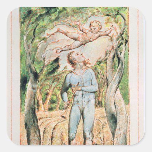 William Blake  Songs of Innocence the Piper   Square Sticker