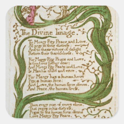 William Blake  The Divine Image from Songs of In Square Sticker