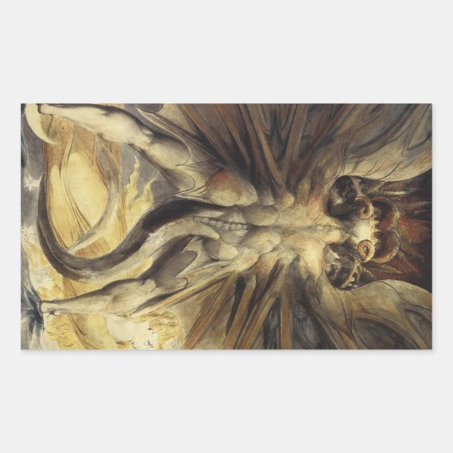 William Blake - The Great Red Dragon and the Woman Rectangular Sticker (Front)