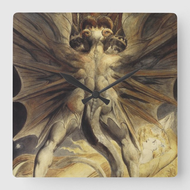 William Blake - The Great Red Dragon and the Woman Square Wall Clock (Front)