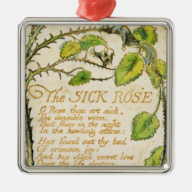 William Blake | The Sick Rose, from Songs of Innoc Metal Ornament (Front)