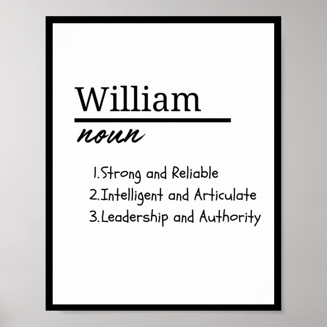 William, Boy Personalized Name Definition  Poster (Front)