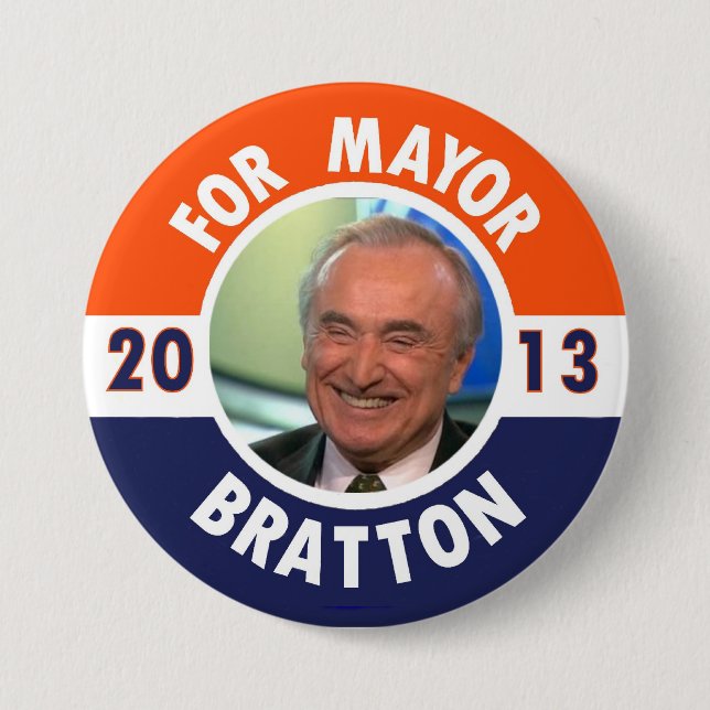William Bratton for NYC Mayor in 2013 Pinback Button (Front)