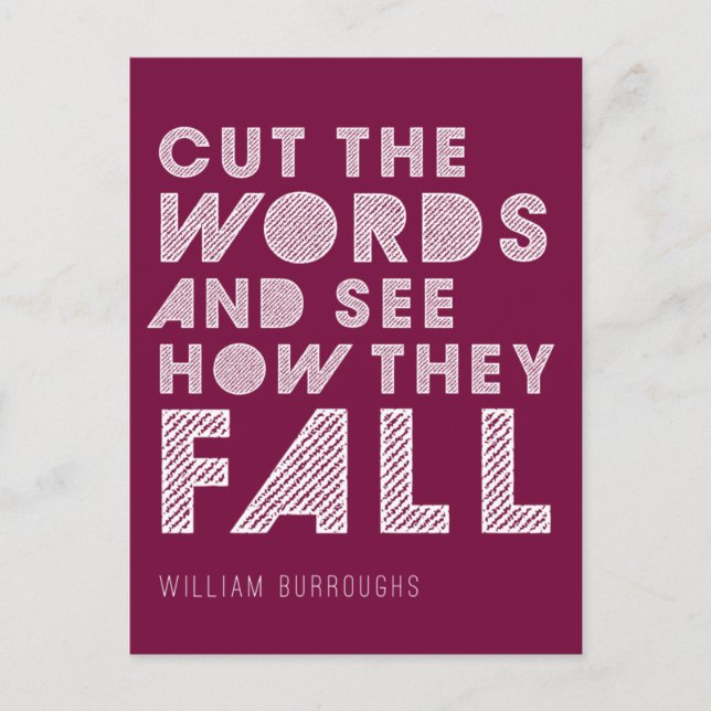 William Burroughs "Cut the Words" Writing Postcard (Front)