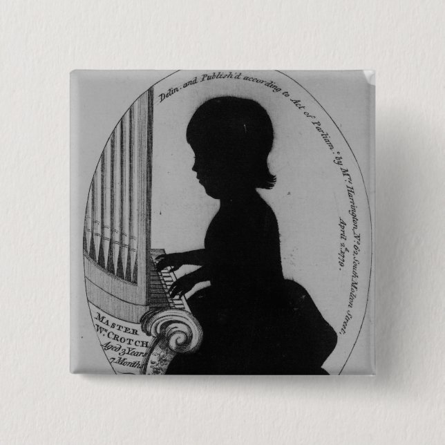 William Crotch Playing the Organ Pinback Button (Front)