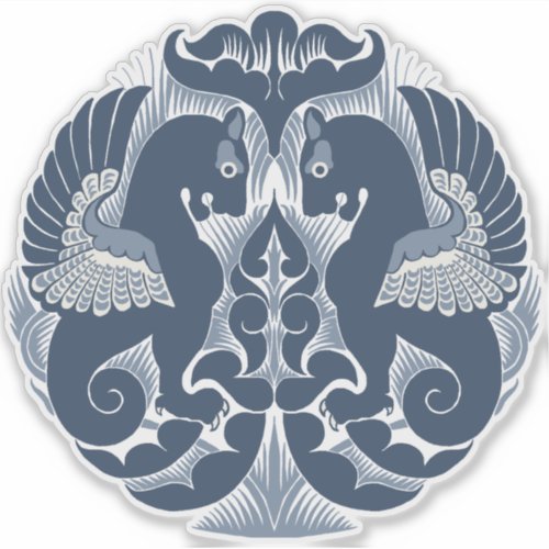 William De Morgan Blue Griffins Vinyl Sticker