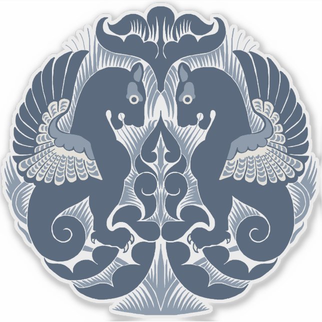 William De Morgan Blue Griffins Vinyl Sticker (Front)