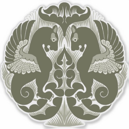 William De Morgan Green Griffins Vinyl Sticker