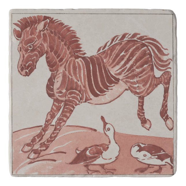 William De Morgan - Kicking Zebra   Trivet (Front)