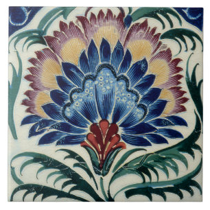 William De Morgan Oriental Flower Ceramic Tile