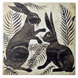 William De Morgan Rabbits Ceramic Tile<br><div class="desc">One of William de Morgan's,  (1839 - 1917),  ceramic tiles featuring his famous rabbits.  He designed tiles,  stained glass and furniture for the famous Morris Company founded by William Morris.  He loved especially designing fantastical birds and animals which is what you see here.</div>