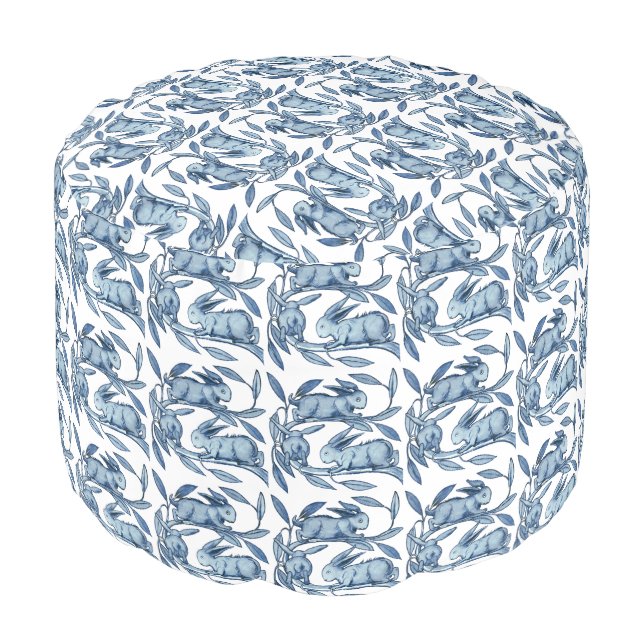 William De Morgan Rabbits Ottoman (Angled Front)