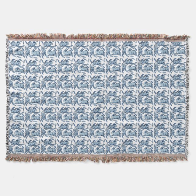 William De Morgan Rabbits Rugs Throw Blanket (Front)