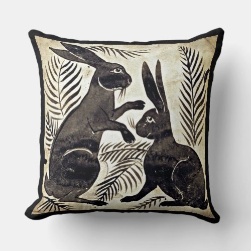 William De Morgan Rabbits Throw Pillow