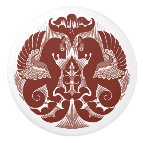 William De Morgan Red Griffins Ceramic Pull