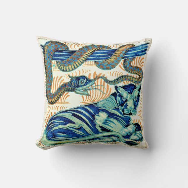 William * De Morgan Snake Tiger | Throw Pillow (Front)