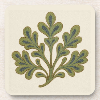 William De Morgan Stylistic Oak Leaf Beverage Coaster