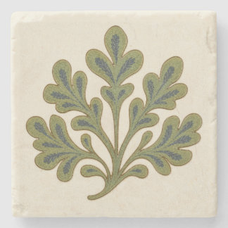 William De Morgan Stylistic Oak Leaf Stone Coaster