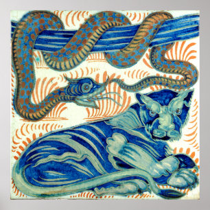 William De Morgan The Tiger And The Snake Poster