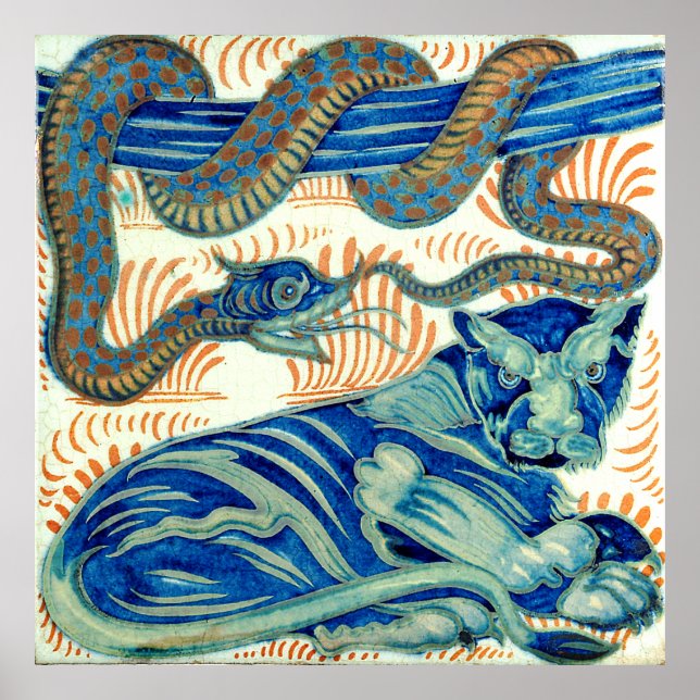 William De Morgan The Tiger And The Snake Poster (Front)