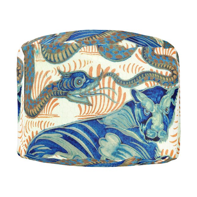 William De Morgan Tiger And The Snake Ottoman (Front)