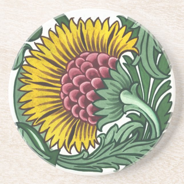 William de Morgan Tile Sandstone Coaster (Front)