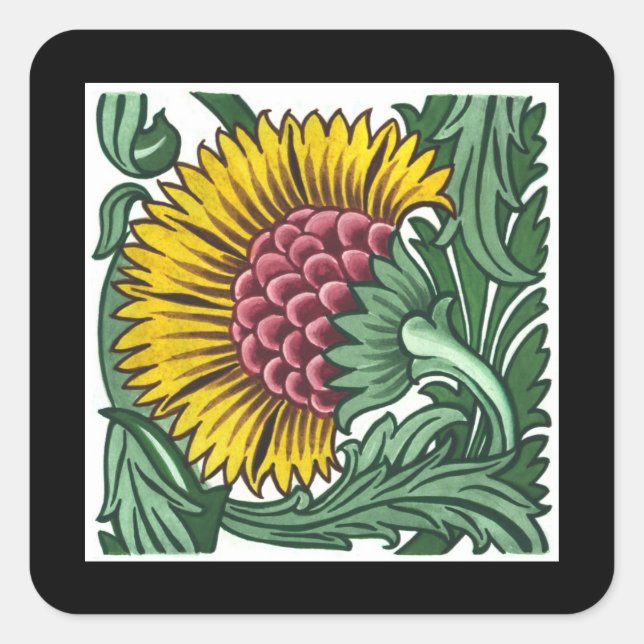 William de Morgan Tile Square Sticker (Front)