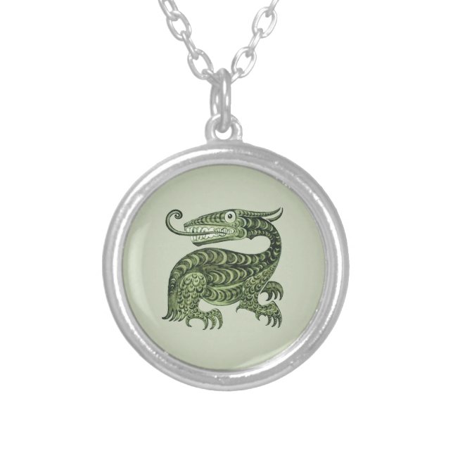 William De Morgan's Jabberwock Silver Plated Necklace (Front)