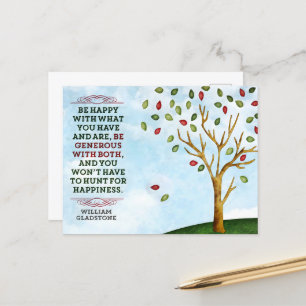 William Gladstone Inspirational Quote "Happiness" Postcard