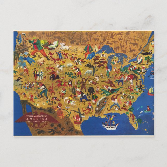 William Gropper's America - Cartoon Folklore Postcard (Front)