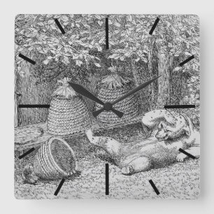 William H. Beard - Bear Stung by Bees Square Wall Clock