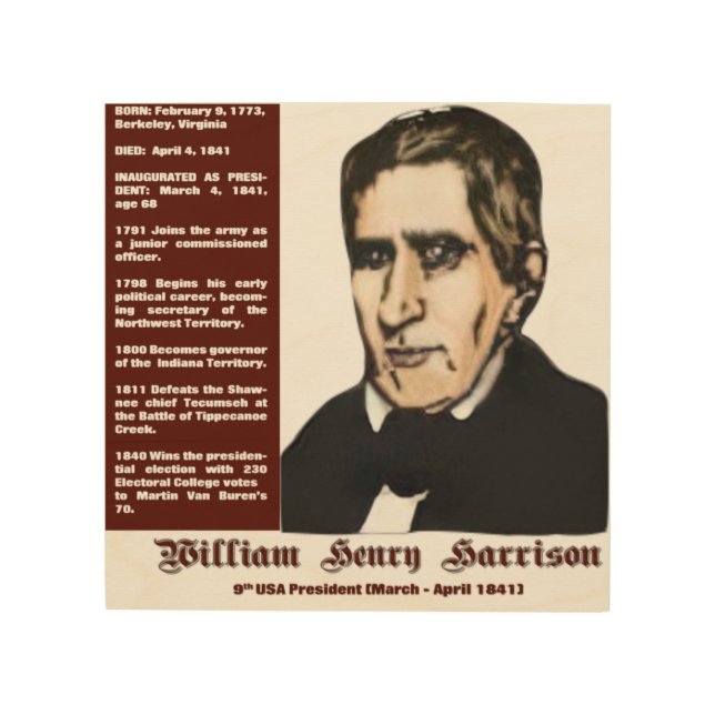 William Henry Harrison Portrait Wood Wall Art (Front)