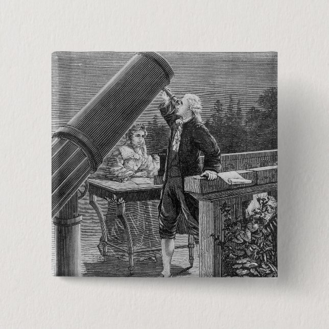 William Herschel  Discovers the Planet Uranus Pinback Button (Front)