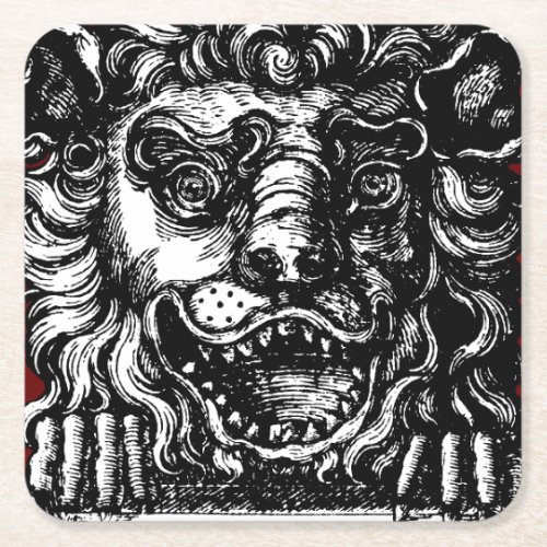 William Hogarths Lions Head Buttons Tavern  Square Paper Coaster