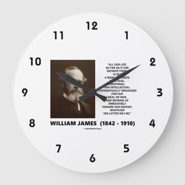 William James Mass Of Habits Destiny Quote Large Clock (Front)