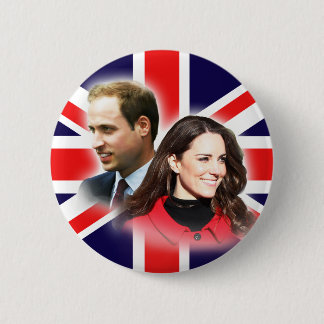 William & Kate British Flag Button