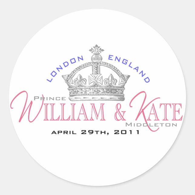 William & Kate Royal Wedding Classic Round Sticker (Front)
