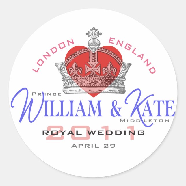William & Kate Royal Wedding Classic Round Sticker (Front)