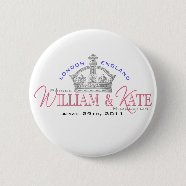 William & Kate Royal Wedding Pinback Button (Front)