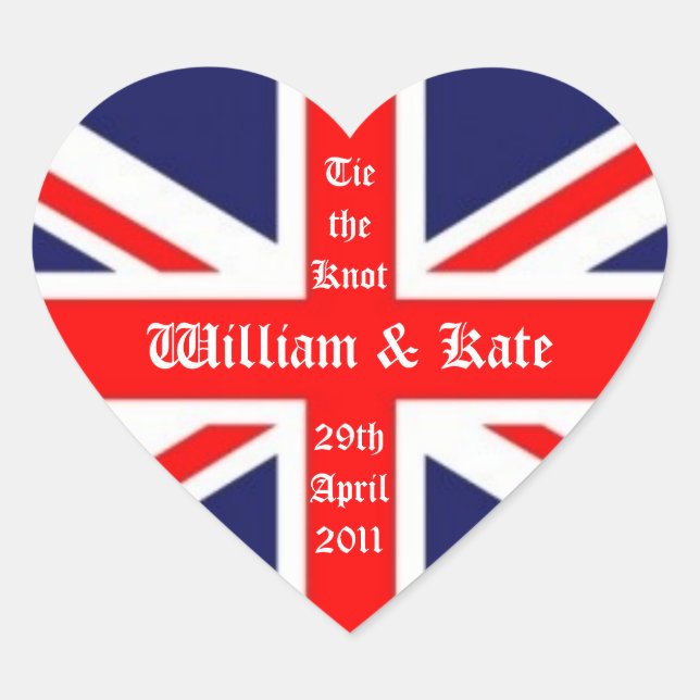 William & Kate Wedding-Union Jack Heart Sticker (Front)
