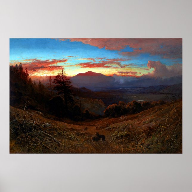 William Keith Sunset on Mount Diablo Marin Sunset Poster (Front)