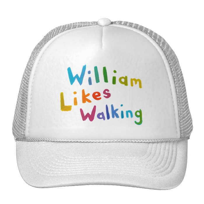 William Likes Walking fun word art for Bill Trucker Hat