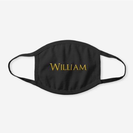 William Man's Name Black Cotton Face Mask