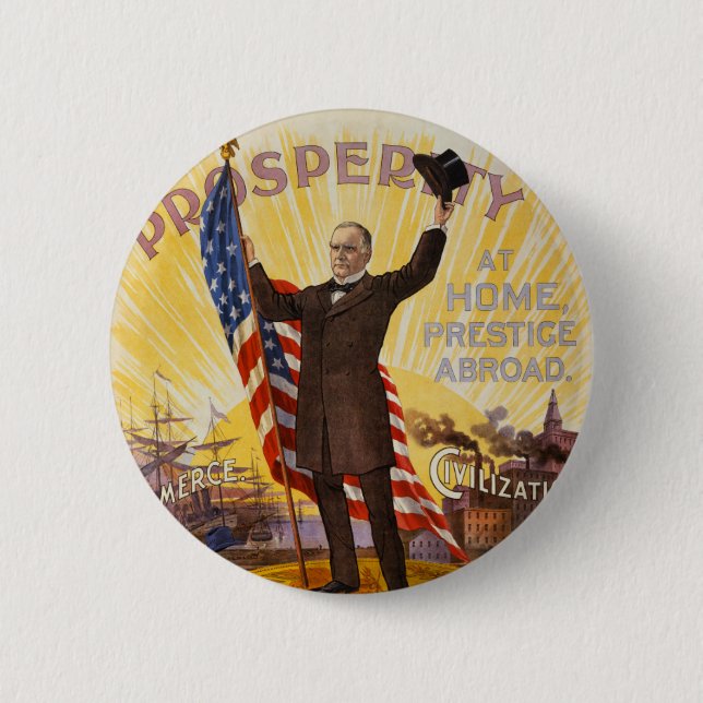 William McKinley Campaign Poster Gold Standard Button (Front)