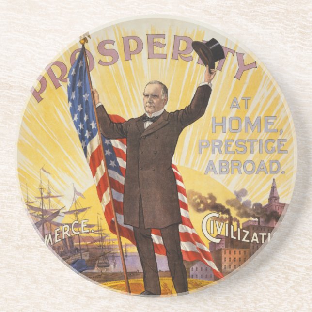William McKinley Campaign Poster Gold Standard Drink Coaster (Front)