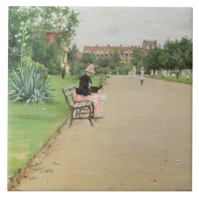 William Merritt Chase - A City Park Ceramic Tile (Front)