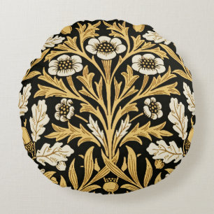 William Mirrors Acorns & Oak Leaves Autumn Garden Round Pillow