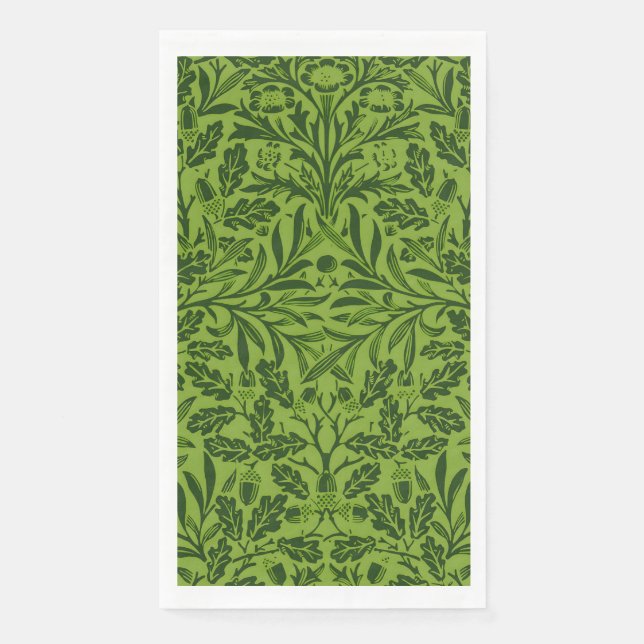 William Mirrors Acorns & oak leaves Pattern Green Paper Guest Towels (Front)