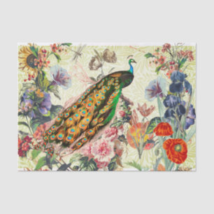 WILLIAM MORRIS, A PEACOCK, FLORAL TISSUE PAPER